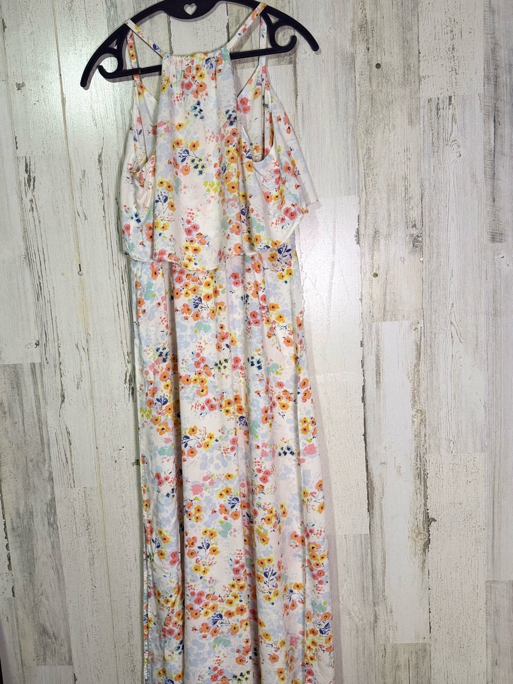 LC Lauren Conrad Floral Print Maxi Dress Size M Spaghetti Strap Ruffle Detail - Picture 5 of 7